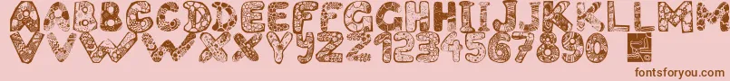 Filledabc-Schriftart – Braune Schriften auf rosa Hintergrund