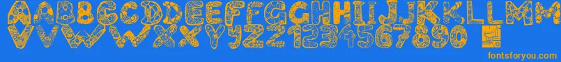 Fonte Filledabc – fontes laranjas em um fundo azul