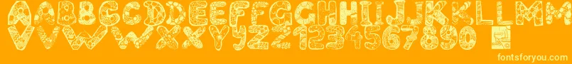Filledabc-Schriftart – Gelbe Schriften auf orangefarbenem Hintergrund