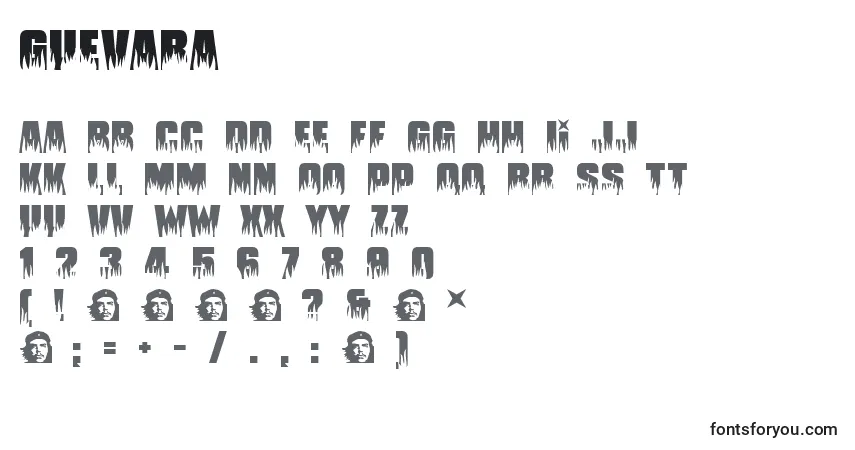 Guevara-fontti – aakkoset, numerot, erikoismerkit