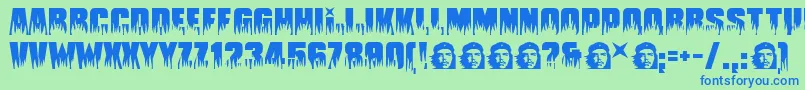 フォントGuevara – 青い文字は緑の背景です。