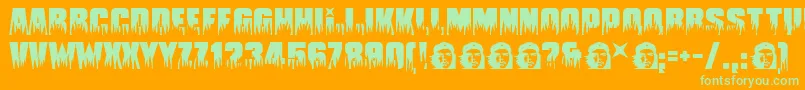 Guevara Font – Green Fonts on Orange Background