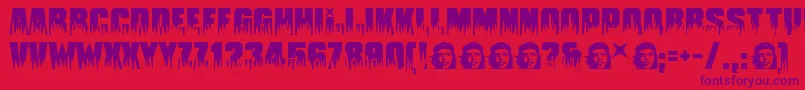 Fonte Guevara – fontes roxas em um fundo vermelho