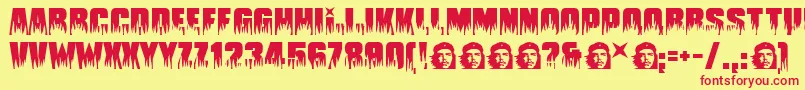 Guevara-Schriftart – Rote Schriften auf gelbem Hintergrund