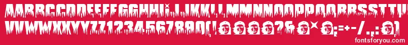 Fonte Guevara – fontes brancas em um fundo vermelho