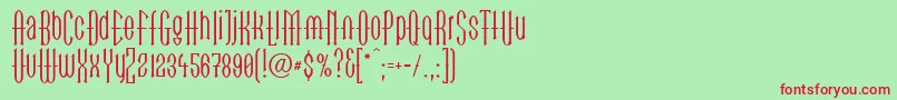 LinotypegotekkMedium-Schriftart – Rote Schriften auf grünem Hintergrund