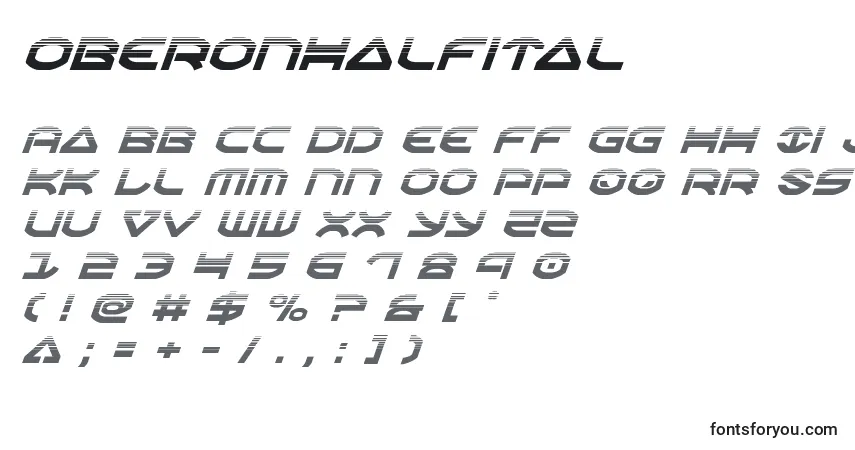 Oberonhalfital-fontti – aakkoset, numerot, erikoismerkit