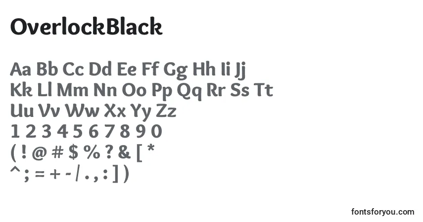 Czcionka OverlockBlack – alfabet, cyfry, specjalne znaki