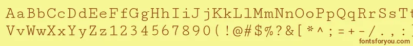 フォントCutivemonoRegular – 茶色の文字が黄色の背景にあります。