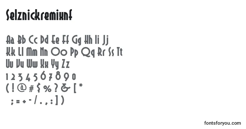 A fonte Selznickremixnf – alfabeto, números, caracteres especiais
