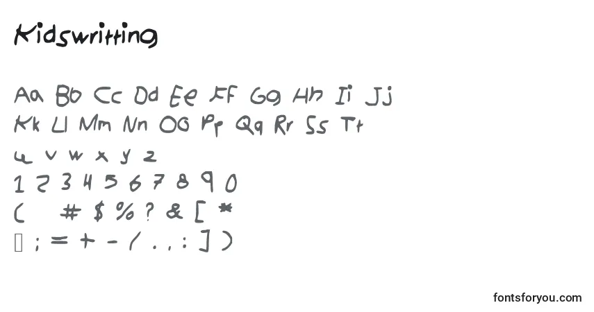 Czcionka Kidswritting – alfabet, cyfry, specjalne znaki