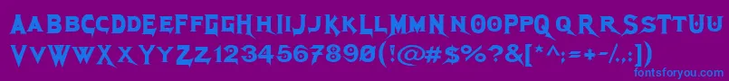 MegadethCryptic-Schriftart – Blaue Schriften auf violettem Hintergrund