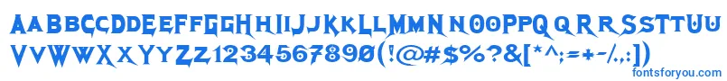 MegadethCryptic-Schriftart – Blaue Schriften auf weißem Hintergrund
