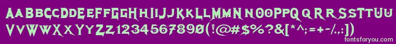 フォントMegadethCryptic – 紫の背景に緑のフォント