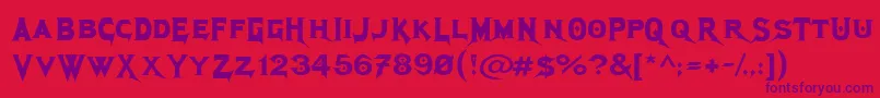 フォントMegadethCryptic – 赤い背景に紫のフォント