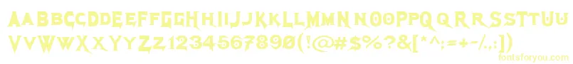 MegadethCryptic-Schriftart – Gelbe Schriften auf weißem Hintergrund