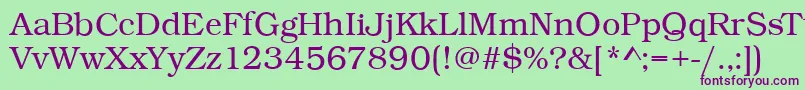 BookLightRegular Font – Purple Fonts on Green Background