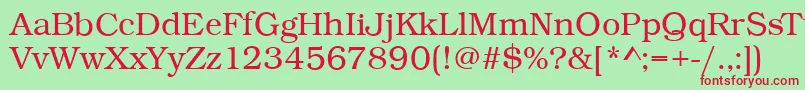 BookLightRegular Font – Red Fonts on Green Background