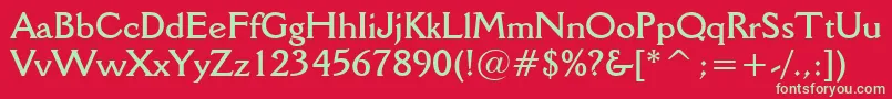 フォントDellaRobbiaBoldBt – 赤い背景に緑の文字