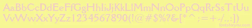 DellaRobbiaBoldBt-fontti – vaaleanpunaiset fontit keltaisella taustalla