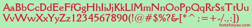 DellaRobbiaBoldBt Font – Red Fonts on Green Background