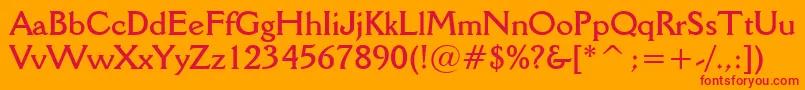 DellaRobbiaBoldBt Font – Red Fonts on Orange Background