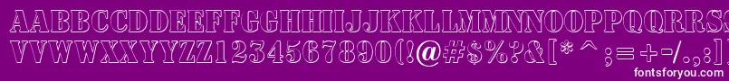 ASignboardtitulnrsh-Schriftart – Weiße Schriften auf violettem Hintergrund