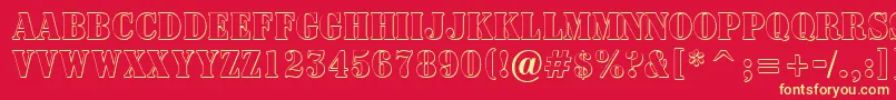 ASignboardtitulnrsh-Schriftart – Gelbe Schriften auf rotem Hintergrund