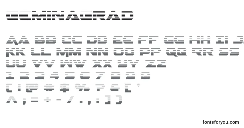 A fonte Geminagrad – alfabeto, números, caracteres especiais