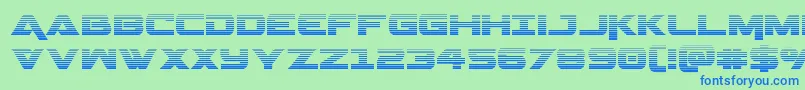 フォントGeminagrad – 青い文字は緑の背景です。