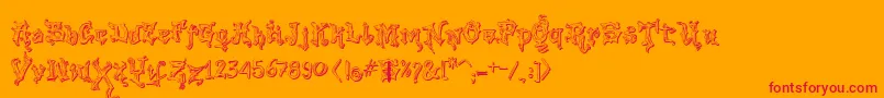 VtksGoodVibrations2 Font – Red Fonts on Orange Background