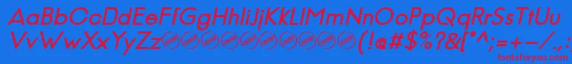 JambeticaBoldItalic-Schriftart – Rote Schriften auf blauem Hintergrund