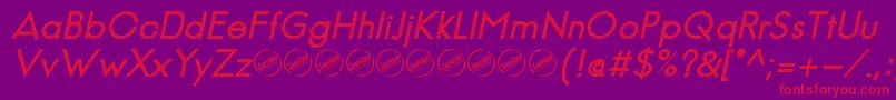 JambeticaBoldItalic-fontti – punaiset fontit violetilla taustalla