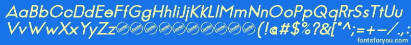Fonte JambeticaBoldItalic – fontes amarelas em um fundo azul