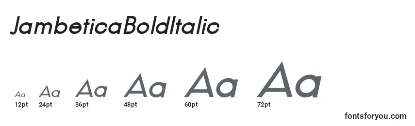 JambeticaBoldItalic Font Sizes