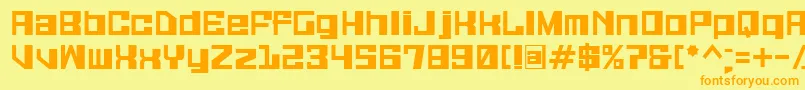 フォントGalaxymonkey – オレンジの文字が黄色の背景にあります。