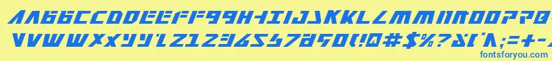 フォントFalconv2i – 青い文字が黄色の背景にあります。