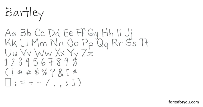 A fonte Bartley – alfabeto, números, caracteres especiais