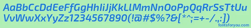 Exo2Semibolditalic Font – Blue Fonts on Green Background