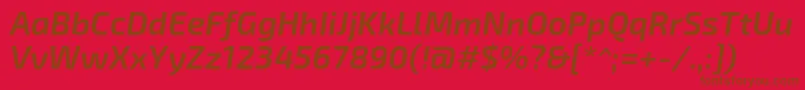Weitere Informationen zur Exo2Semibolditalic-Schriftart Exo2Semibolditalic-Schriftart – Braune Schriften auf rotem Hintergrund