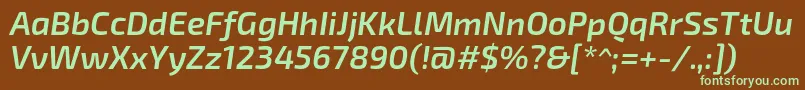 Exo2Semibolditalic Font – Green Fonts on Brown Background