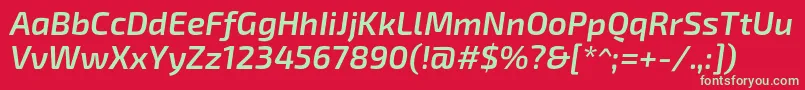 フォントExo2Semibolditalic – 赤い背景に緑の文字