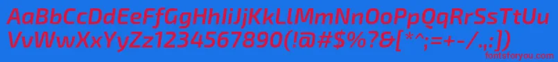 Czcionka Exo2Semibolditalic – czerwone czcionki na niebieskim tle