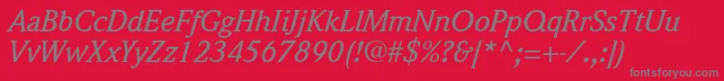 QuintessenceMediumSsiMediumItalic Font – Gray Fonts on Red Background