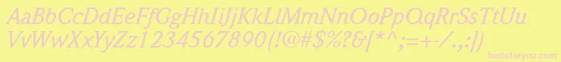 QuintessenceMediumSsiMediumItalic Font – Pink Fonts on Yellow Background