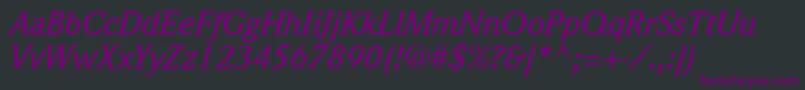QuintessenceMediumSsiMediumItalic Font – Purple Fonts on Black Background