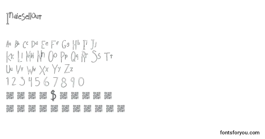 Schriftart Indiesellout – Alphabet, Zahlen, spezielle Symbole