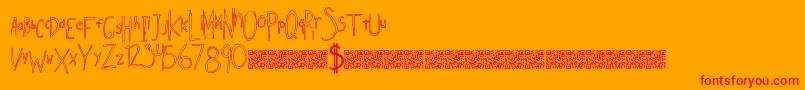 Fonte Indiesellout – fontes vermelhas em um fundo laranja