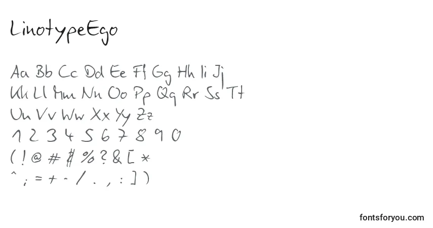 Schriftart LinotypeEgo – Alphabet, Zahlen, spezielle Symbole