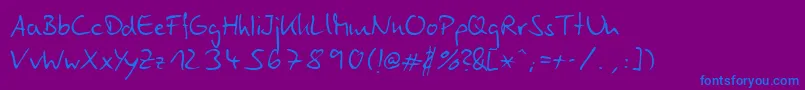 LinotypeEgo-Schriftart – Blaue Schriften auf violettem Hintergrund